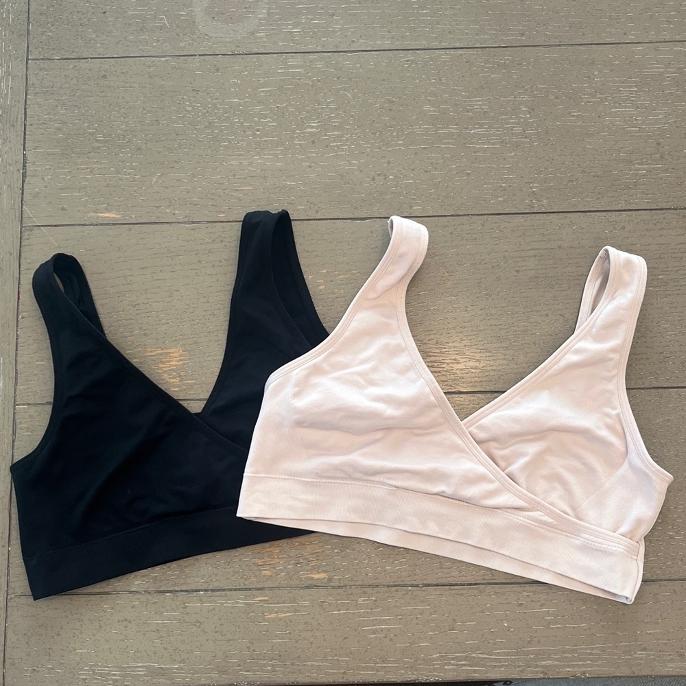 Auden Nursing Unlined Seamless Bra Duo in Black and Light Pink